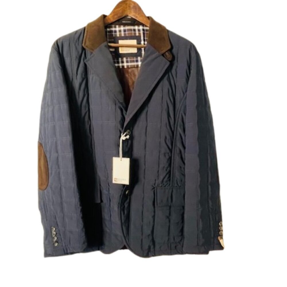 Riviera Red Quilted Jacket Water Repellent Elbow Patches Sueded Collar NWT 46R - Picture 11 of 11